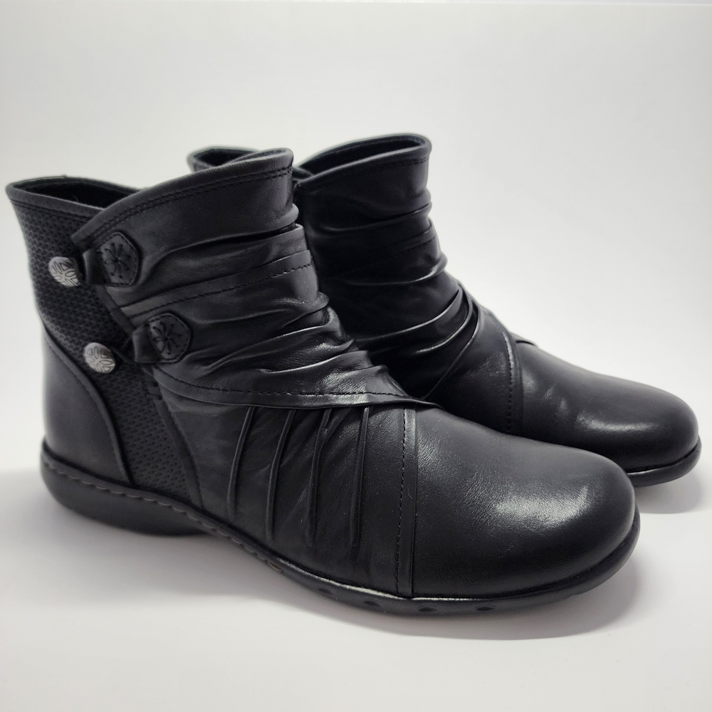 Rockport Cobb Hill Pandora Women's Black Ankle Booties with Button Detail